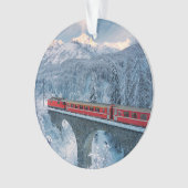 IJs en sneeuw | Red Bernina Express Train Zwitserl Ornament (voorkant)