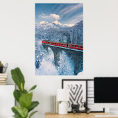 IJs en sneeuw | Red Bernina Express Train Zwitserl Poster (Thuiskantoor)