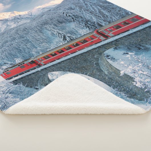 IJs en sneeuw | Red Bernina Express Train Zwitserl Sherpa Deken (3/4)