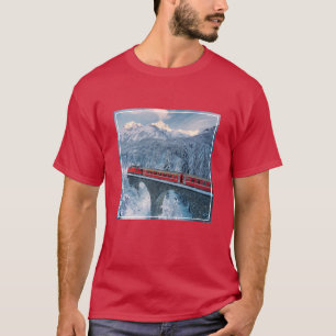 IJs en sneeuw   Red Bernina Express Train Zwitserl T-shirt
