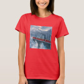 IJs en sneeuw | Red Bernina Express Train Zwitserl T-shirt (Voorkant)