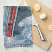 IJs en sneeuw | Red Bernina Express Train Zwitserl Theedoek (Quarter Fold)
