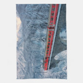 IJs en sneeuw | Red Bernina Express Train Zwitserl Theedoek (Verticaal)