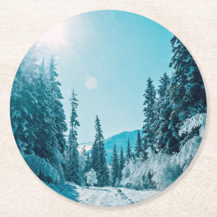 IJs en sneeuw Reserve voor de Natuur van Altai, Ronde Kartonnen Onderzetter