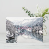 IJs en sneeuw | Rode brug in de winter, Japan Bedankkaart (Staand voorkant)