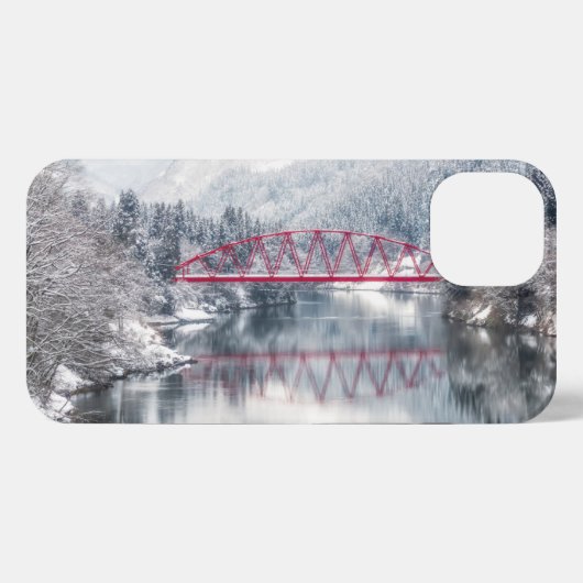 IJs en sneeuw | Rode brug in de winter, Japan iPhone Hoesje (Achterkant horizontaal)