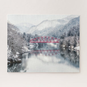 IJs en sneeuw   Rode brug in de winter, Japan Legpuzzel