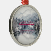 IJs en sneeuw | Rode brug in de winter, Japan Metalen Ornament (Rechts)