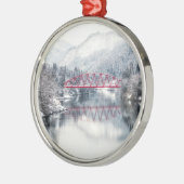 IJs en sneeuw | Rode brug in de winter, Japan Metalen Ornament (Links)
