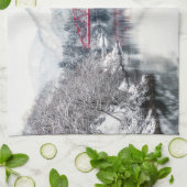 IJs en sneeuw | Rode brug in de winter, Japan Theedoek (Gevouwen)