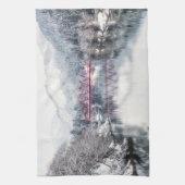 IJs en sneeuw | Rode brug in de winter, Japan Theedoek (Verticaal)