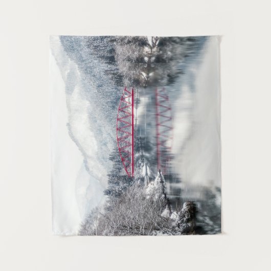 IJs en sneeuw | Rode brug in de winter, Japan Wandkleed (Voorkant)