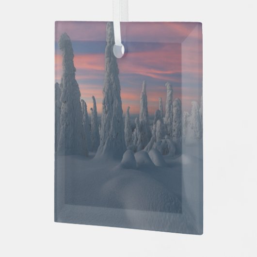 IJs en sneeuw | Sneeuwwerende bomen, Lapland, Finl Glas Ornament (Voorkant links)