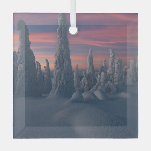 IJs en sneeuw | Sneeuwwerende bomen, Lapland, Finl Glas Ornament (Voorkant)