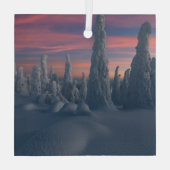 IJs en sneeuw | Sneeuwwerende bomen, Lapland, Finl Glas Ornament (Achterkant)