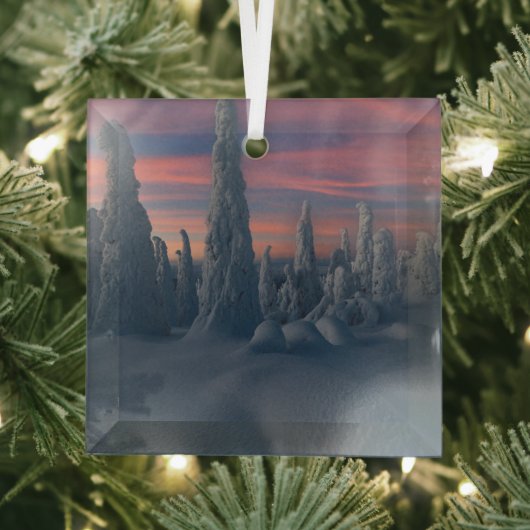 IJs en sneeuw | Sneeuwwerende bomen, Lapland, Finl Glas Ornament (Insitu)