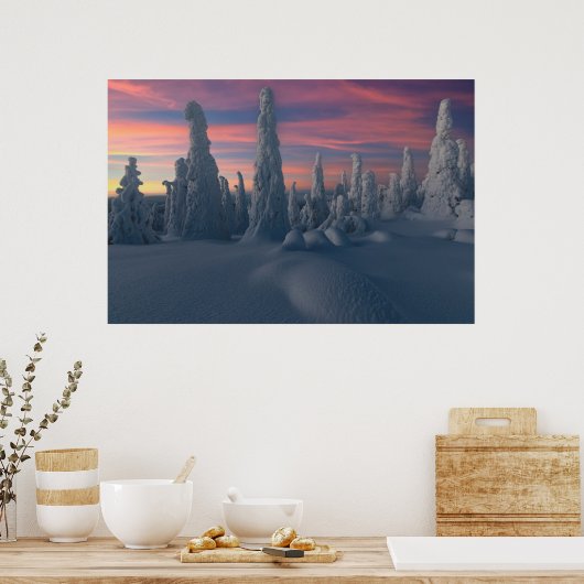 IJs en sneeuw | Sneeuwwerende bomen, Lapland, Finl Poster (Keuken)