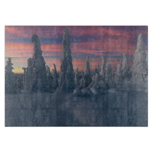IJs en sneeuw Sneeuwwerende bomen, Lapland, Finl Snijplank