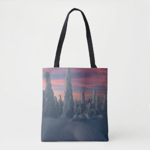 IJs en sneeuw Sneeuwwerende bomen, Lapland, Finl Tote Bag