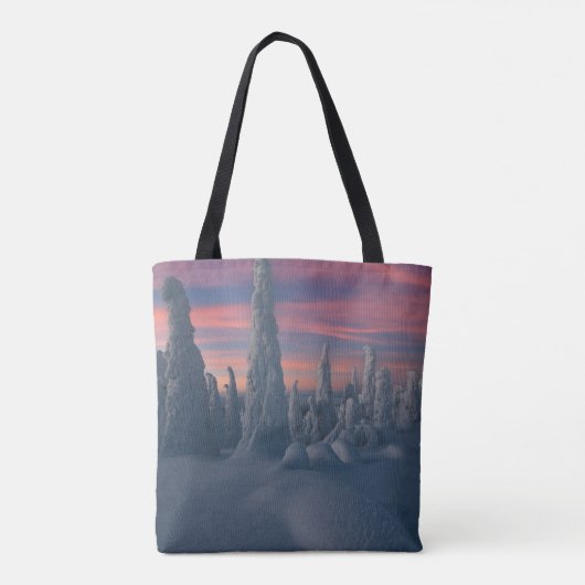 IJs en sneeuw | Sneeuwwerende bomen, Lapland, Finl Tote Bag (Achterkant)