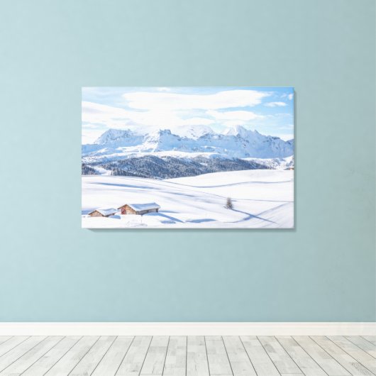 IJs en sneeuw | Snowscape European Alps, Italië Canvas Afdruk (Insitu (Houten vloer))