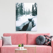 IJs en sneeuw | Streaming in een sneeuwwinterlands Canvas Afdruk (Insitu (Woonkamer))