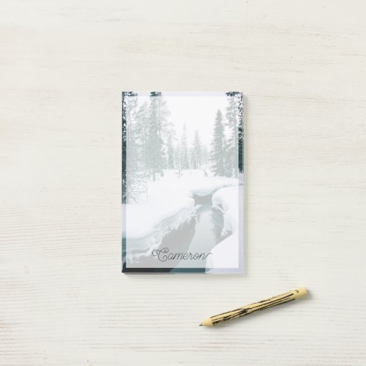 IJs en sneeuw | Streaming in een sneeuwwinterlands Post-it® Notes (Op bureau)