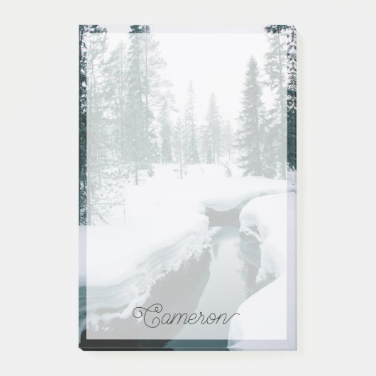 IJs en sneeuw | Streaming in een sneeuwwinterlands Post-it® Notes (Voorkant)