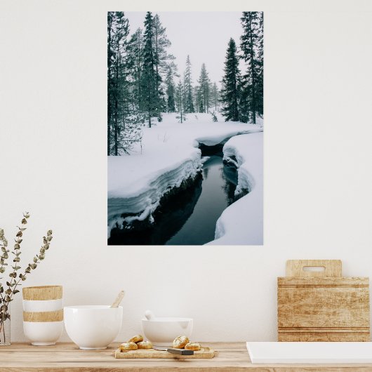 IJs en sneeuw | Streaming in een sneeuwwinterlands Poster (Keuken)