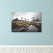 IJs en sneeuw | Vestrahorngebergte in IJsland Canvas Afdruk (Insitu (Houten vloer))