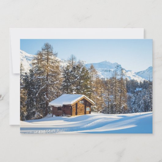 IJs en sneeuw | Winter Log Cabin Swiss Alps Bedankkaart (Voorkant)