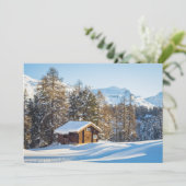 IJs en sneeuw | Winter Log Cabin Swiss Alps Bedankkaart (Staand voorkant)