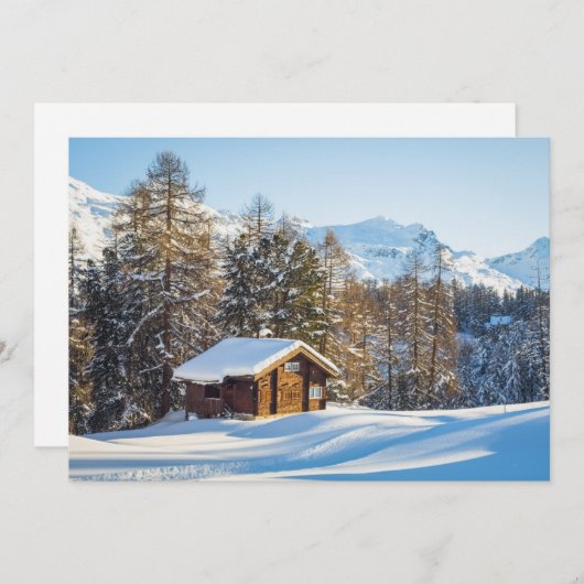 IJs en sneeuw | Winter Log Cabin Swiss Alps Bedankkaart (Voorkant / Achterkant)