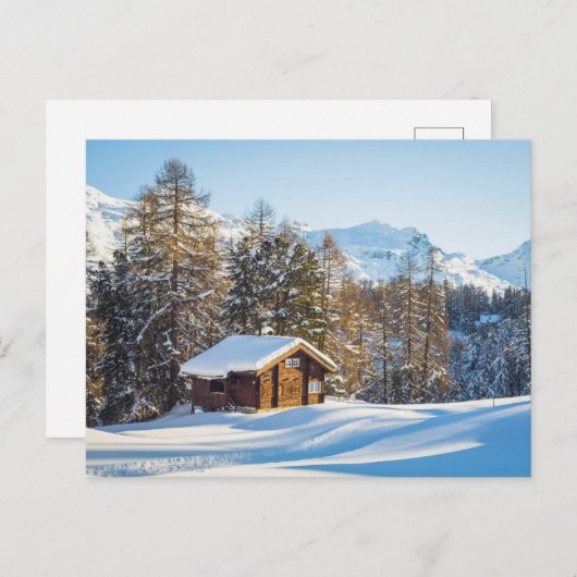 IJs en sneeuw | Winter Log Cabin Swiss Alps Briefkaart (Voorkant / Achterkant)