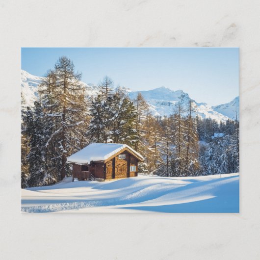 IJs en sneeuw | Winter Log Cabin Swiss Alps Briefkaart (Voorkant)