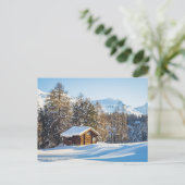 IJs en sneeuw | Winter Log Cabin Swiss Alps Briefkaart (Staand voorkant)