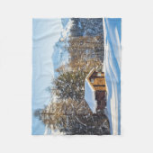 IJs en sneeuw | Winter Log Cabin Swiss Alps Fleece Deken (Voorkant)