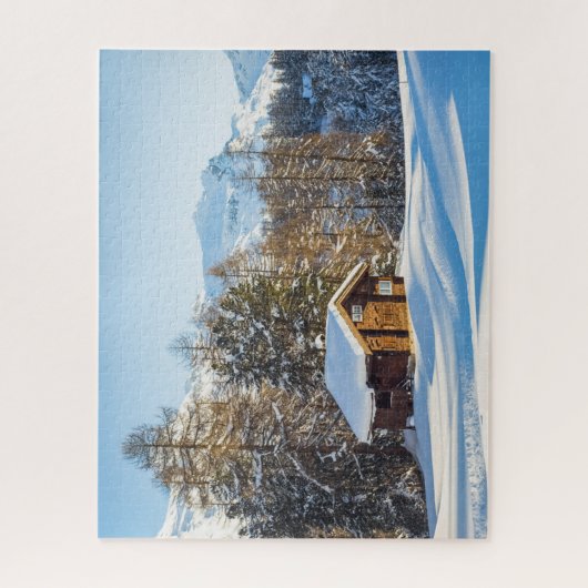 IJs en sneeuw | Winter Log Cabin Swiss Alps Legpuzzel (Verticaal)