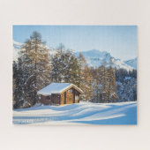 IJs en sneeuw | Winter Log Cabin Swiss Alps Legpuzzel (Horizontaal)