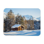 IJs en sneeuw | Winter Log Cabin Swiss Alps Magneet (Horizontaal)