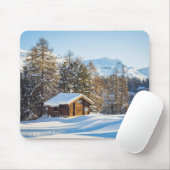 IJs en sneeuw | Winter Log Cabin Swiss Alps Muismat (Met muis)