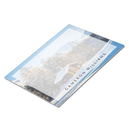 IJs en sneeuw | Winter Log Cabin Swiss Alps Notitieblok (Schuin)