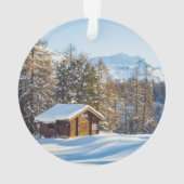 IJs en sneeuw | Winter Log Cabin Swiss Alps Ornament (achterkant)