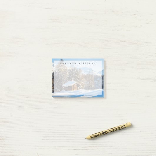 IJs en sneeuw | Winter Log Cabin Swiss Alps Post-it® Notes (Op bureau)