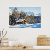 IJs en sneeuw | Winter Log Cabin Swiss Alps Poster (Keuken)