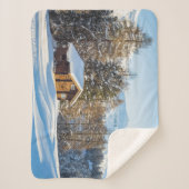 IJs en sneeuw | Winter Log Cabin Swiss Alps Sherpa Deken (Voorkant)