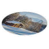 IJs en sneeuw | Winter Log Cabin Swiss Alps Snijplank (Hoek)