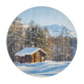 IJs en sneeuw | Winter Log Cabin Swiss Alps Snijplank (Voorkant)