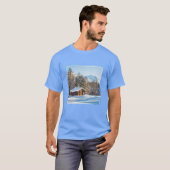 IJs en sneeuw | Winter Log Cabin Swiss Alps T-shirt (Voorkant volledig)