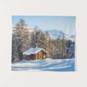 IJs en sneeuw | Winter Log Cabin Swiss Alps Wandkleed (Voorkant (horizontaal))